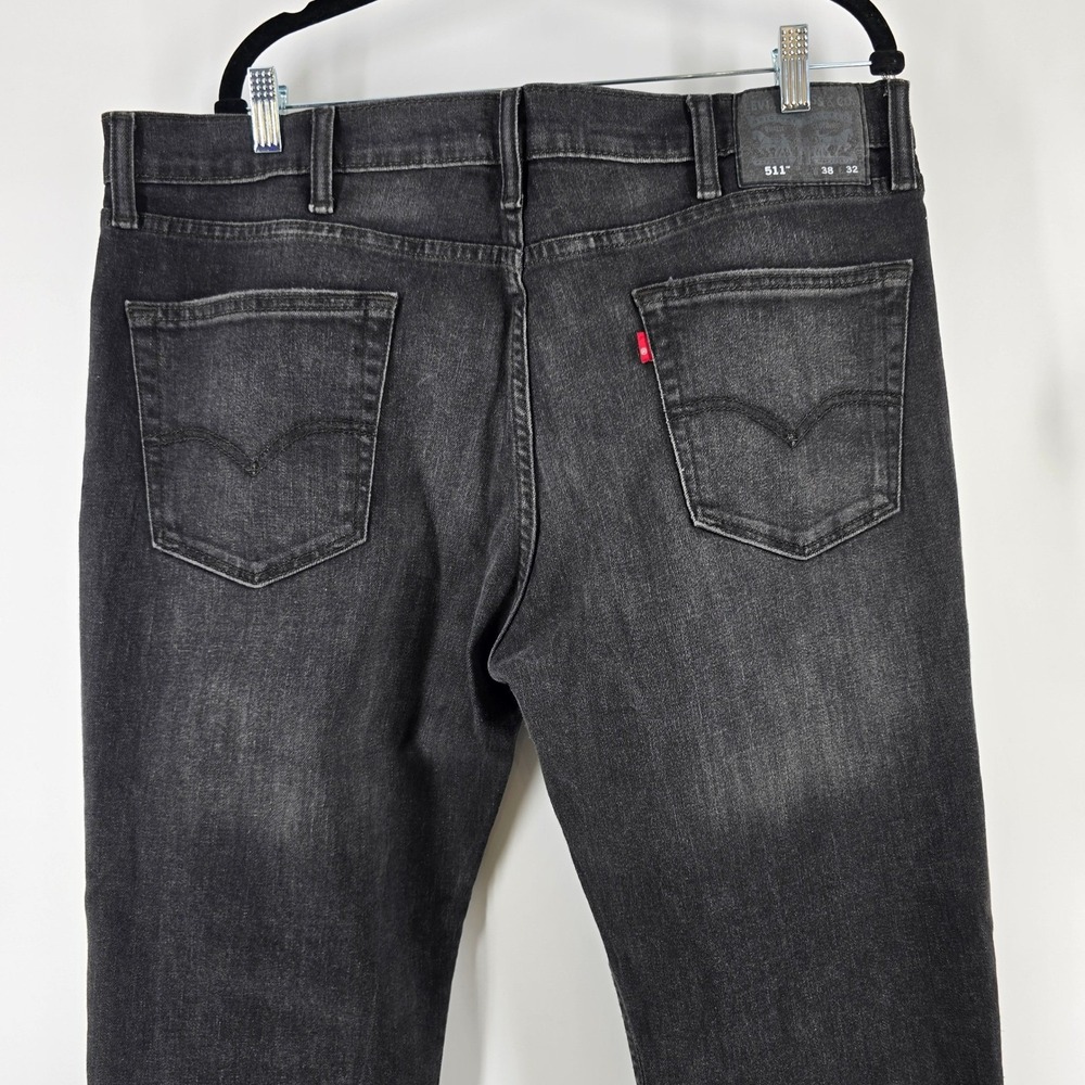 Levi's 511 Slim Fit Jeans Mens 38x32 Black Faded Denim Stretch Pants